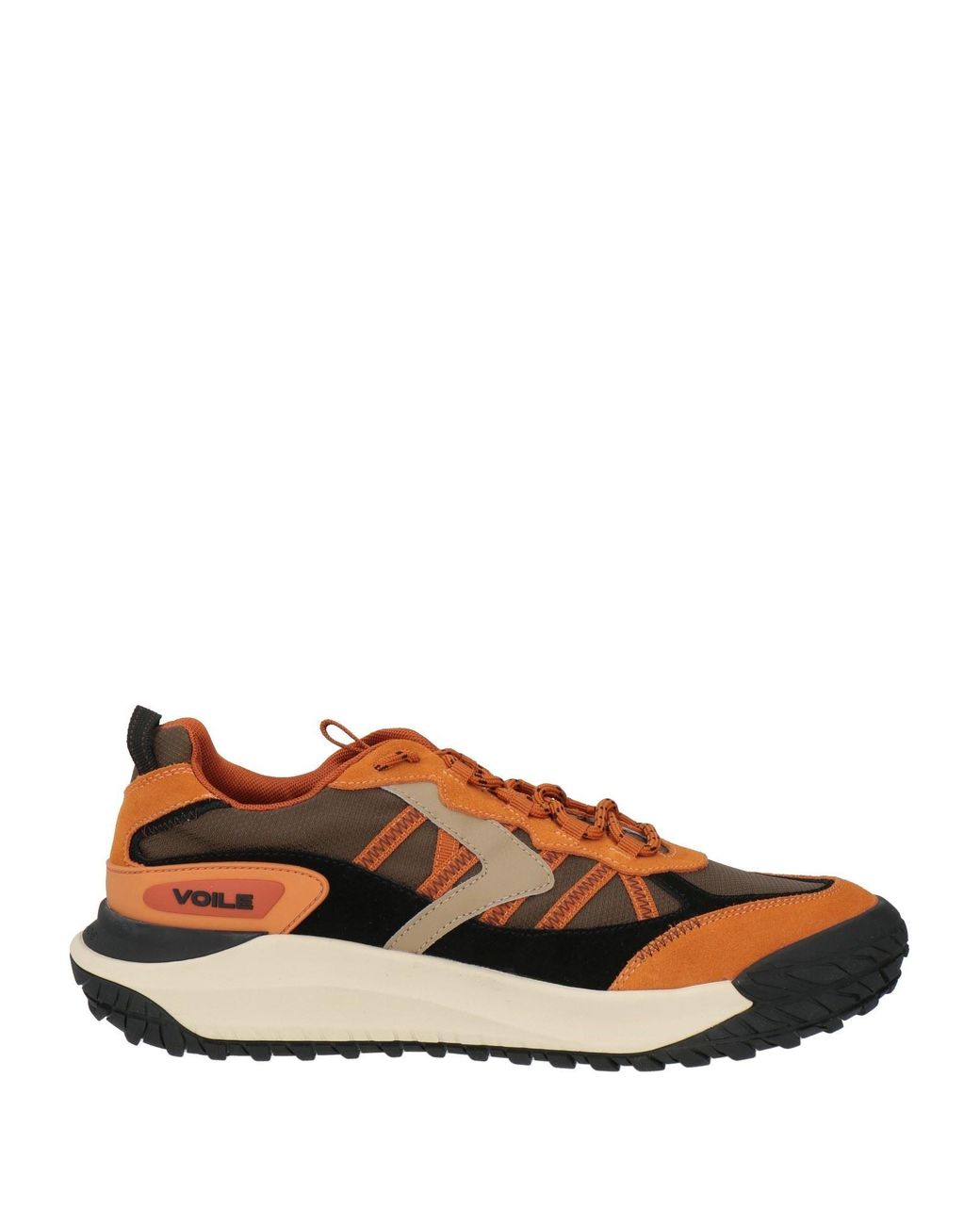 Voile Blanche Brown Camel Sneakers Leather, Textile Fibers for men