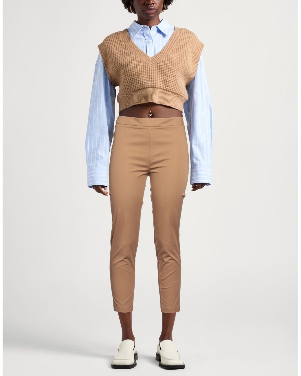 Ballantyne Natural Camel Pants Cotton, Elastane