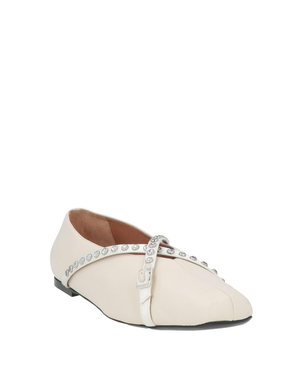 D'Accori White Ballet Flats Leather