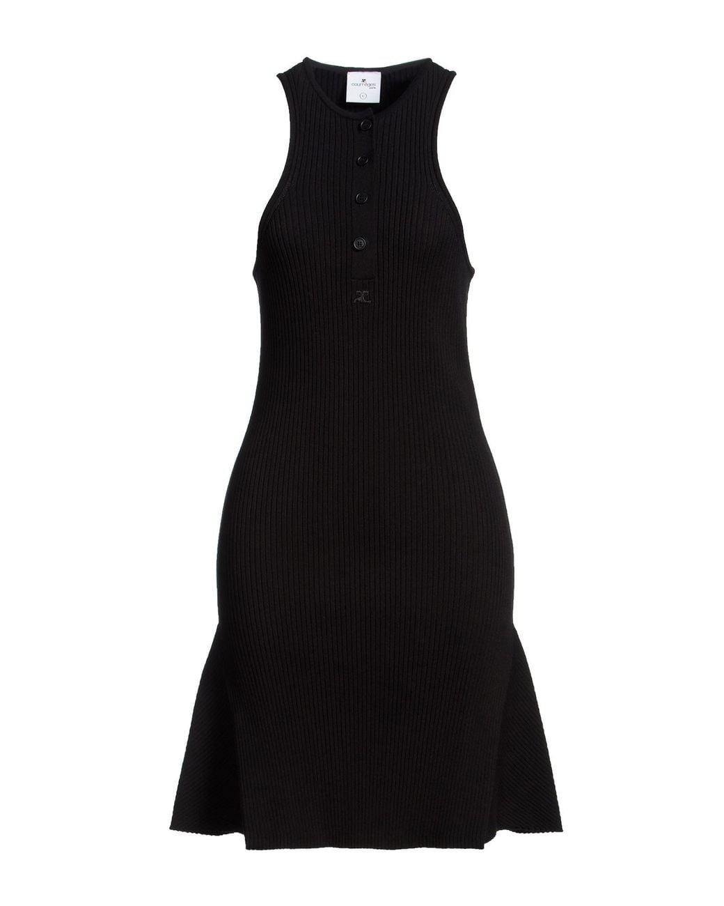 Courreges Black Mini Dress Viscose, Polyester