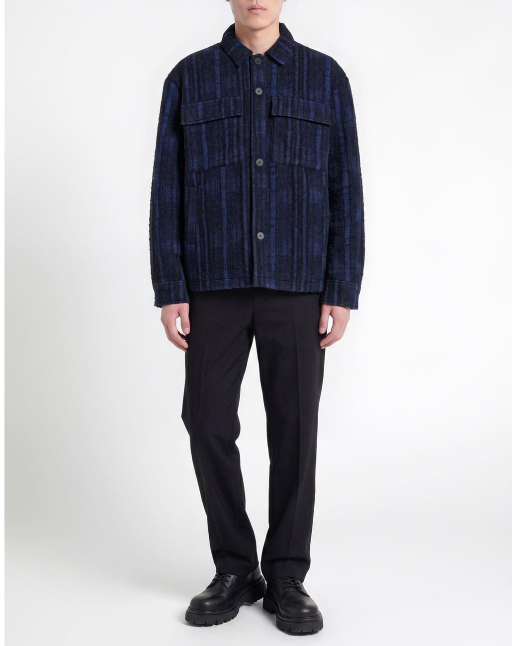 FAMILY FIRST Blue Jacket Wool, Polyester for men