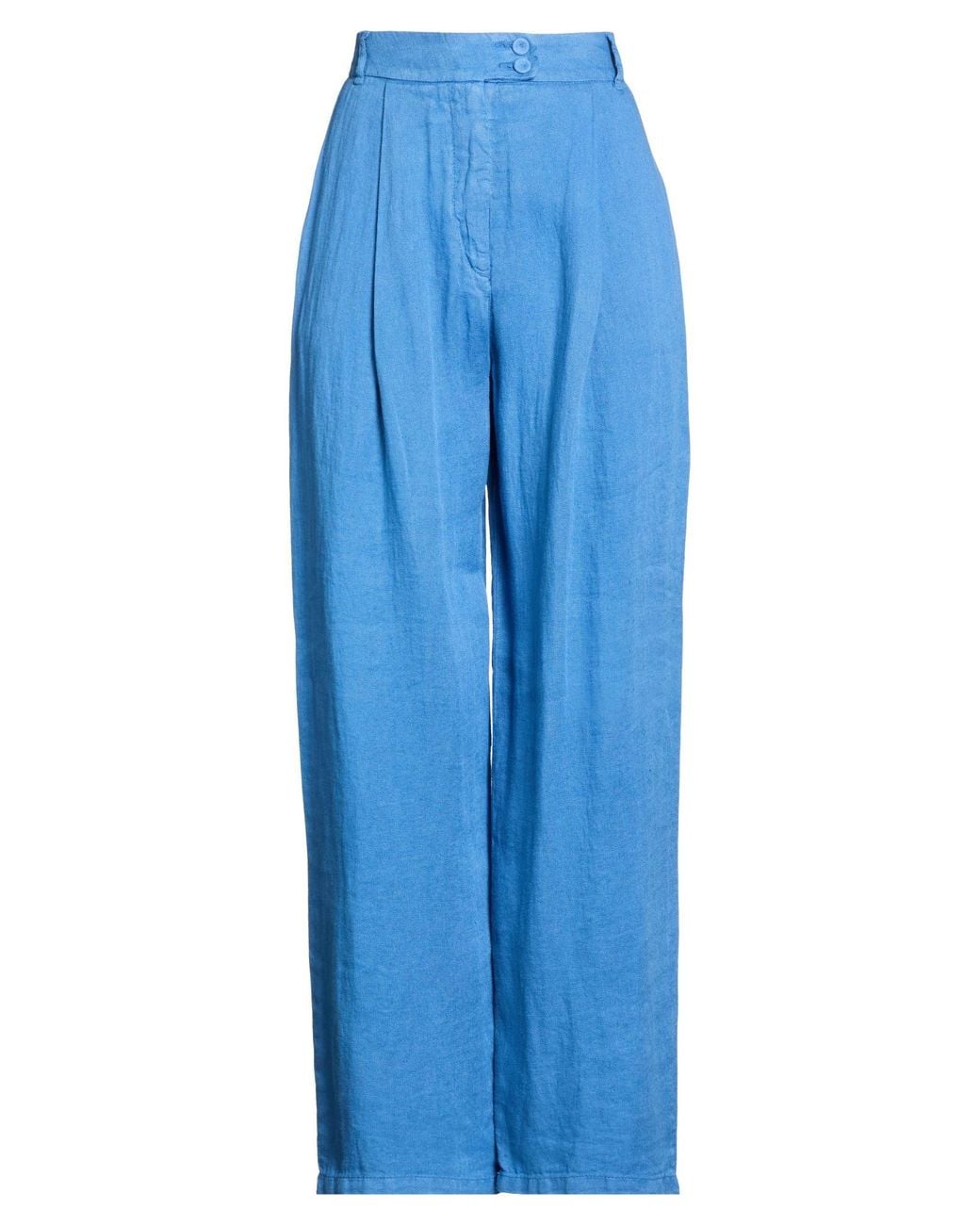 120% Lino Blue Pants Linen