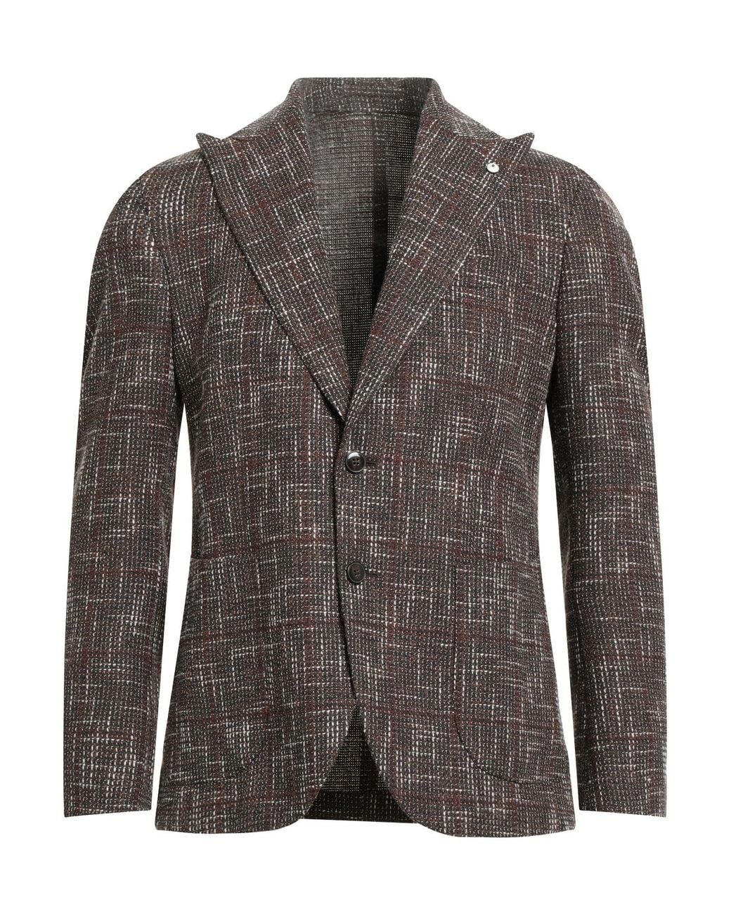 L.b.m. 1911 Gray Dark Blazer Cotton, Wool, Polyester, Polyamide for men