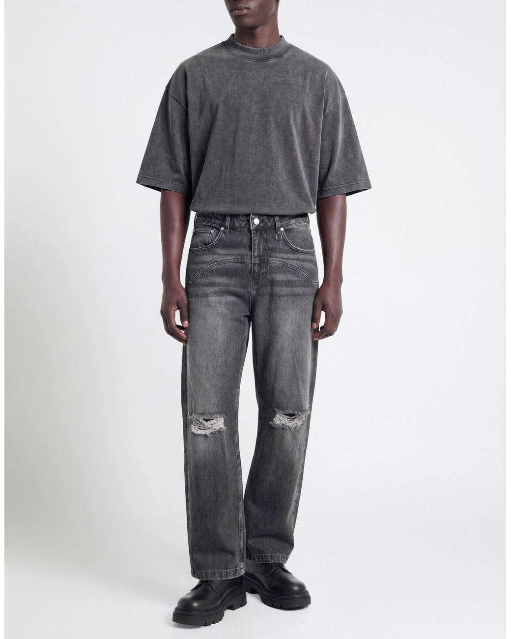 RETERNITY Gray Jeans Cotton, Elastane for men