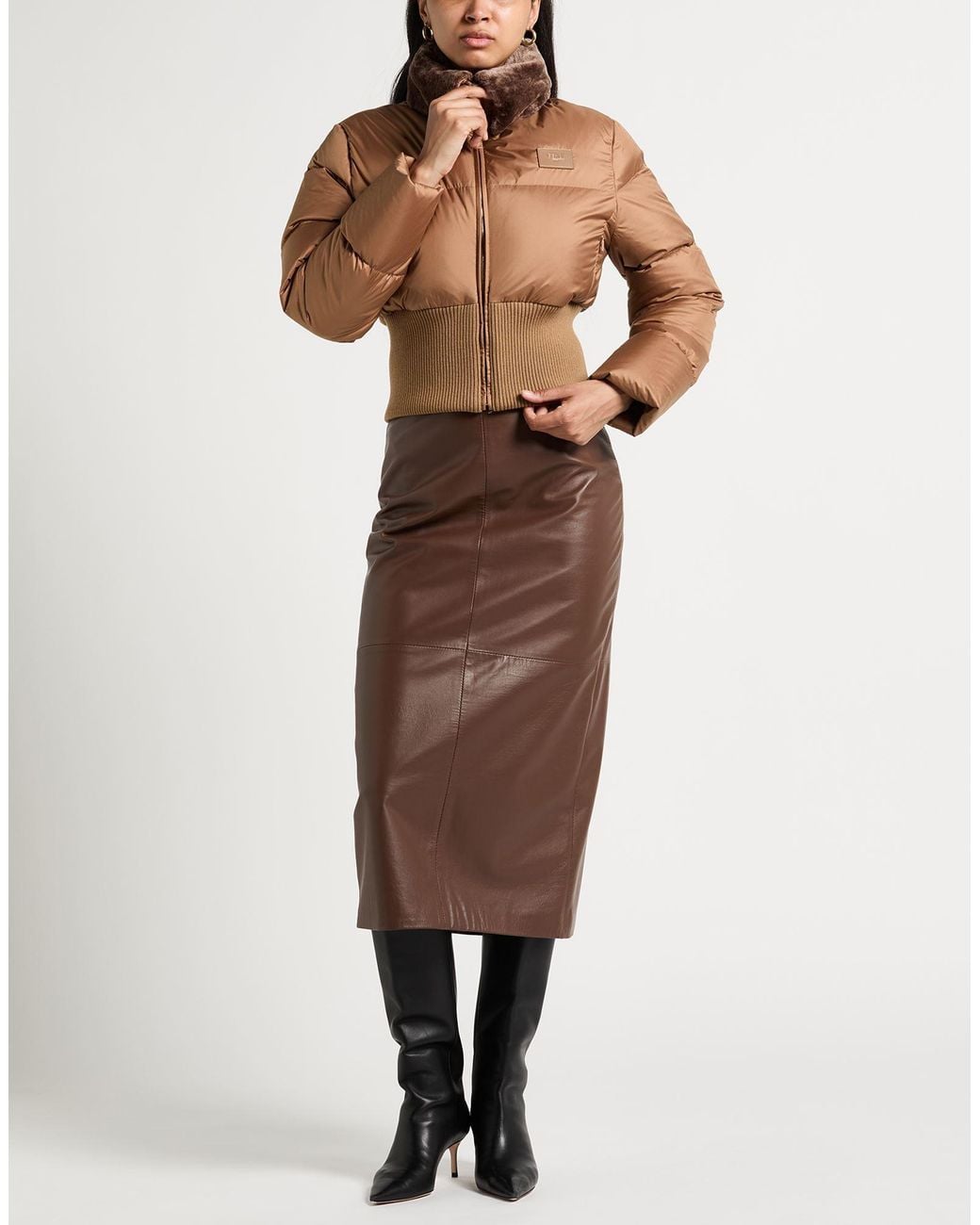 Fendi Brown Puffer Polyester, Shearling