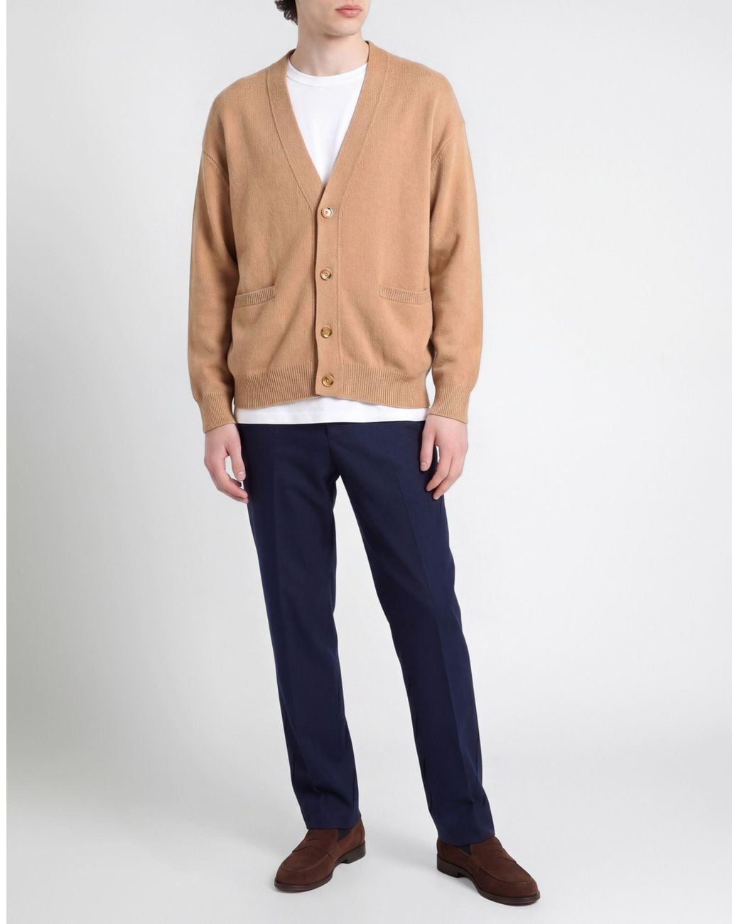 Laneus Natural Sand Cardigan Merino Wool, Cashmere for men