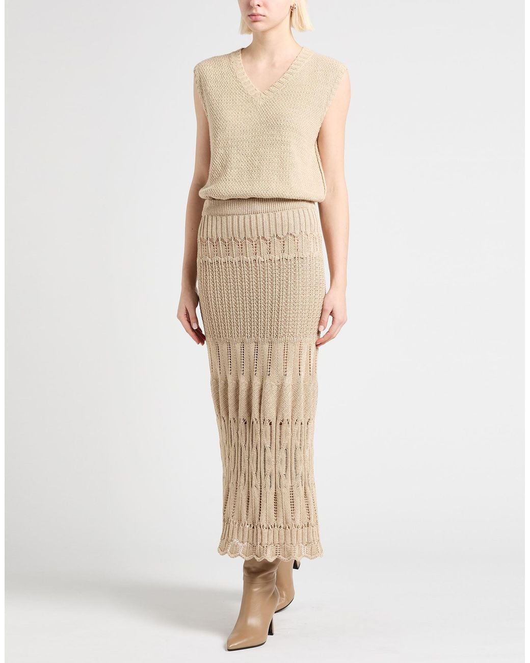 Ballantyne Natural Midi Skirt Viscose, Cotton