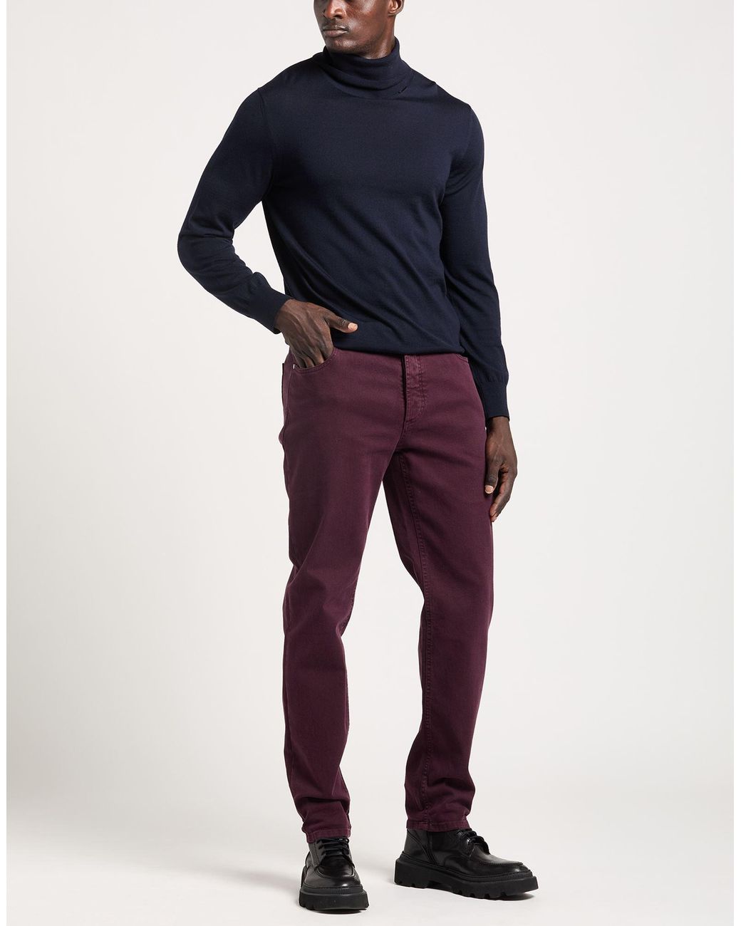 Brunello Cucinelli Purple Pants Cotton, Elastane for men