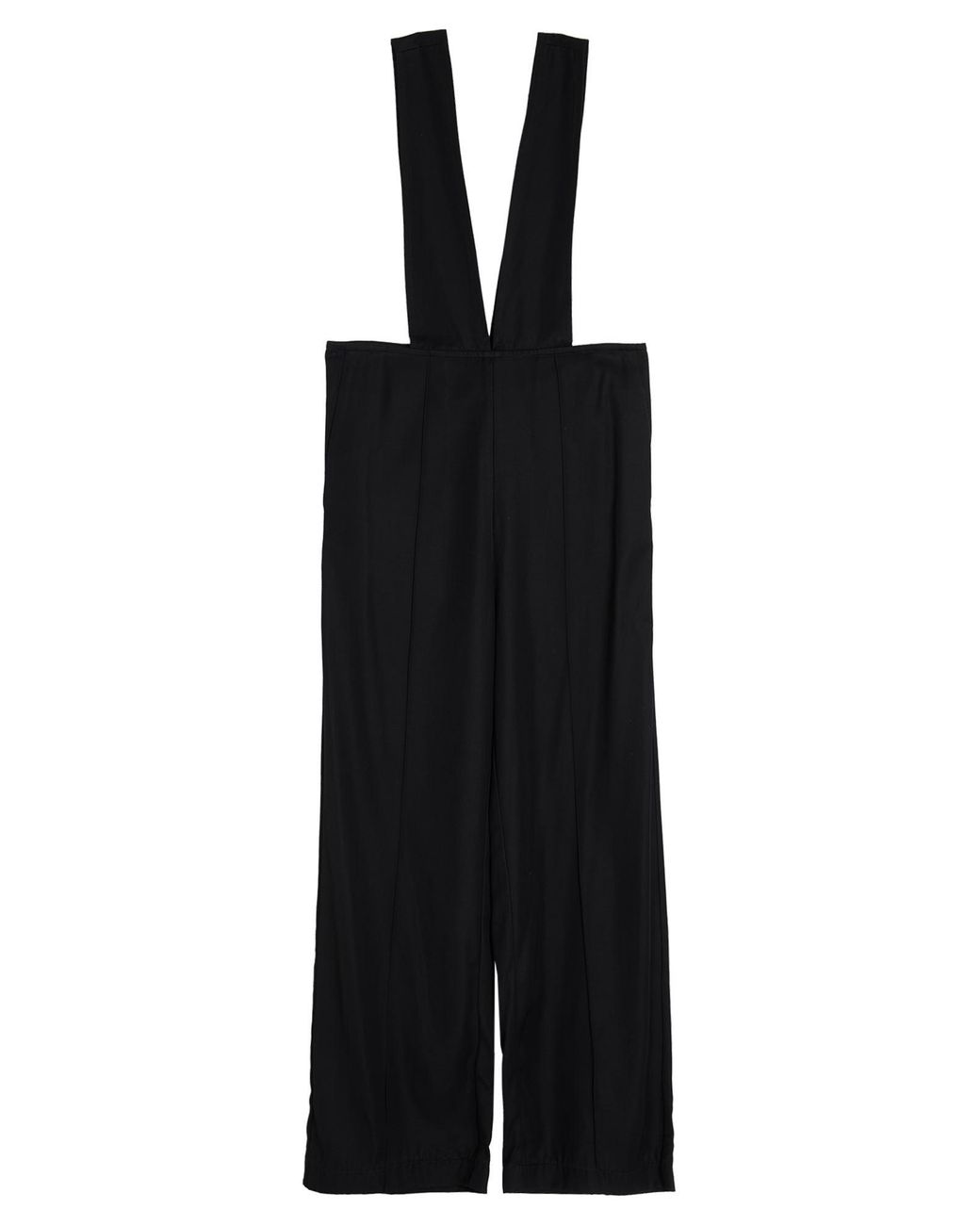 Plan C Black Wide-Leg Twill Pants