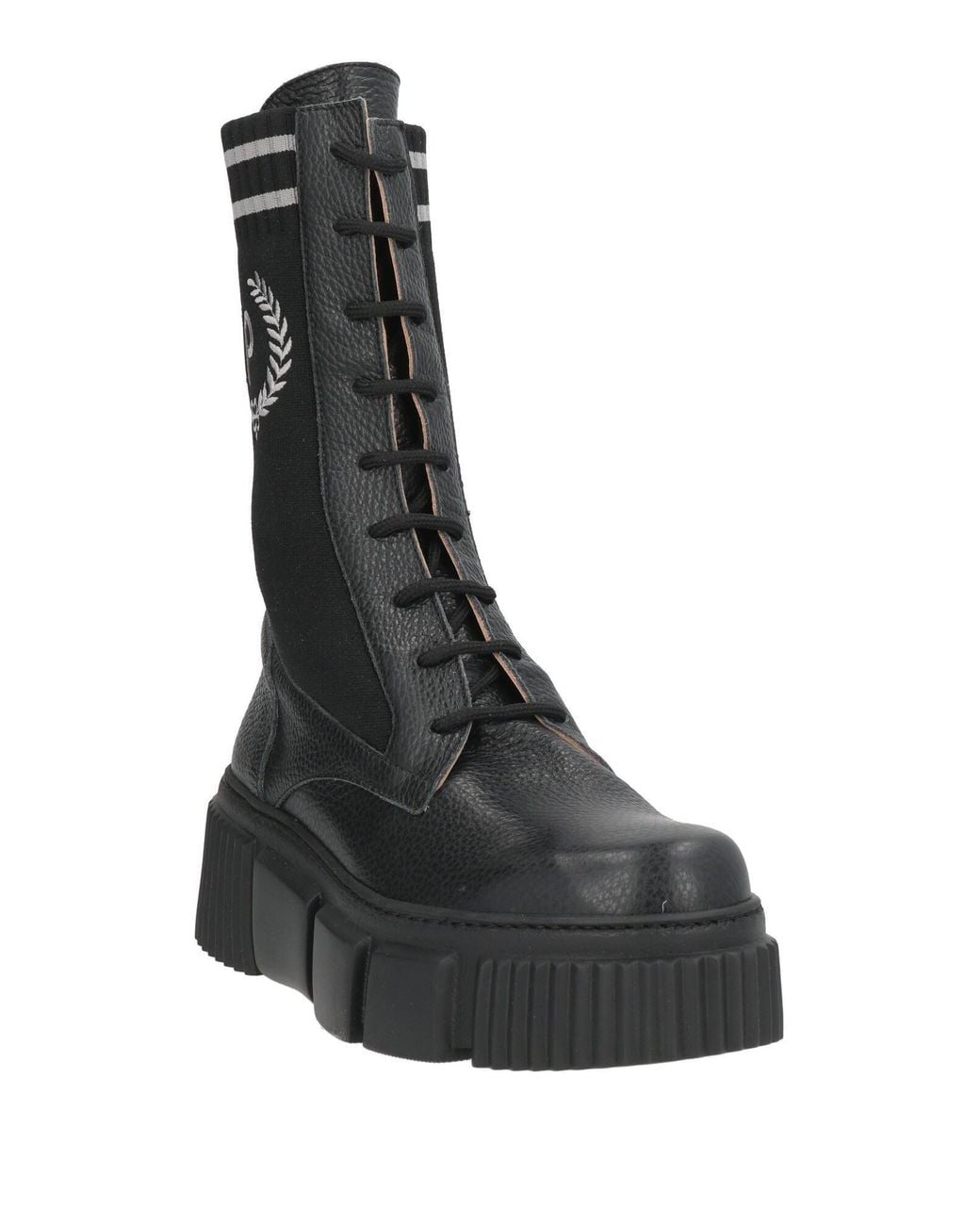 Pollini Black Ankle Boots Calfskin, Textile Fibers