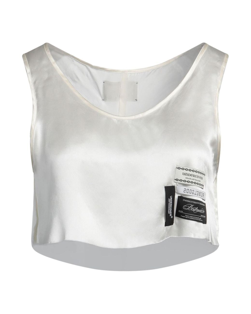 Undercover Gray Satin Silk Cropped Crewneck Top