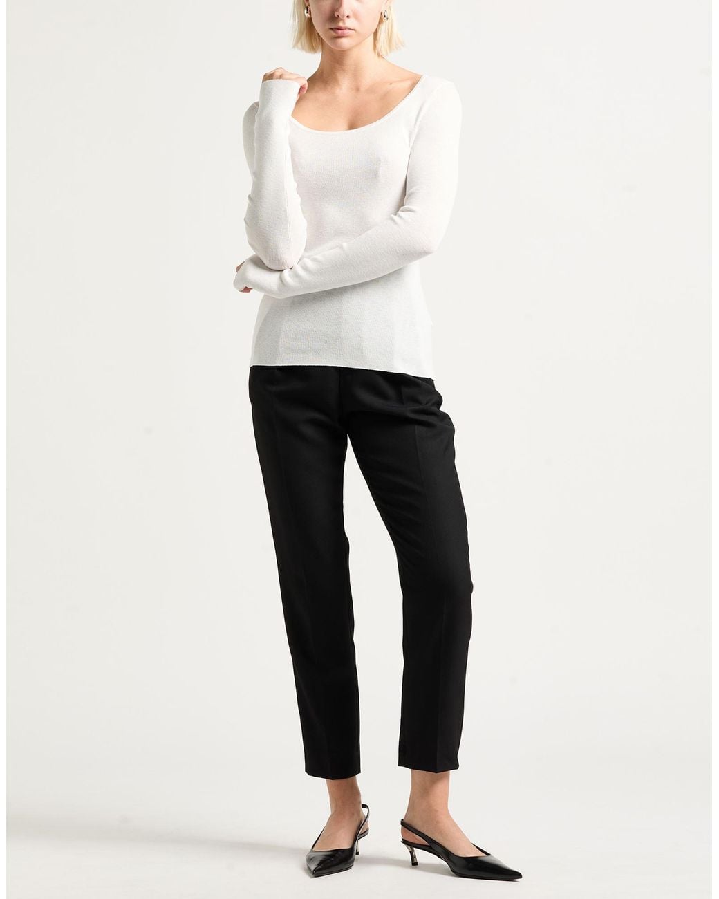 Marella White Sweater Viscose, Polyester