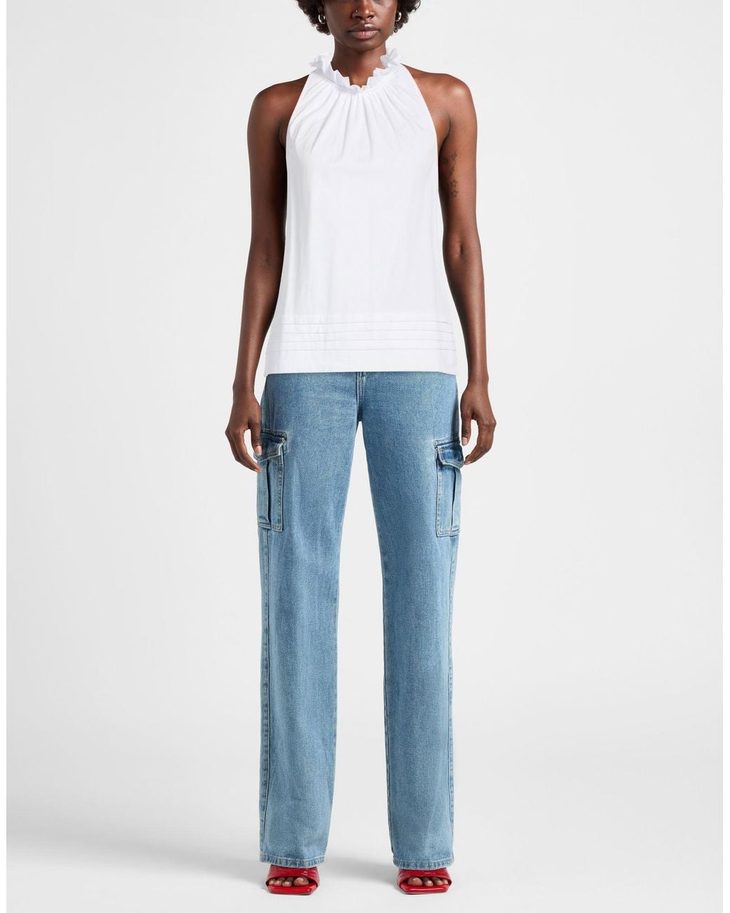 Alpha Studio White Top Cotton, Elastane