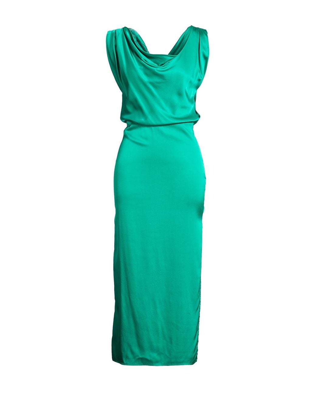 SIMONA CORSELLINI Green Midi Dress Ecovero Viscose, Viscose, Elastane