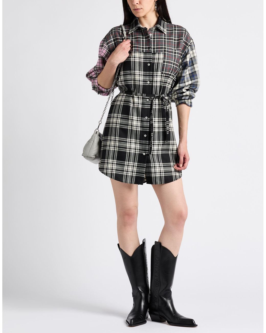 MSGM Gray Mini Dress Virgin Wool