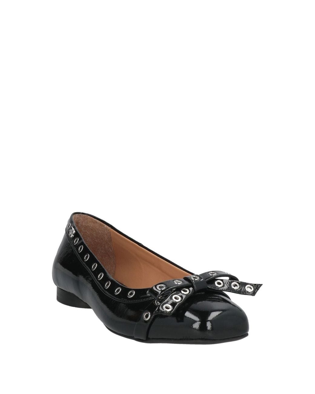 Ganni Black 'Eyelets Bow' Ballet Flats