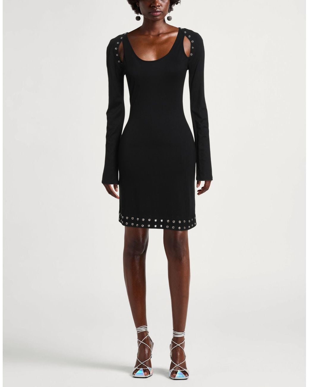 Patrizia Pepe Black Mini Dress Viscose, Elastane