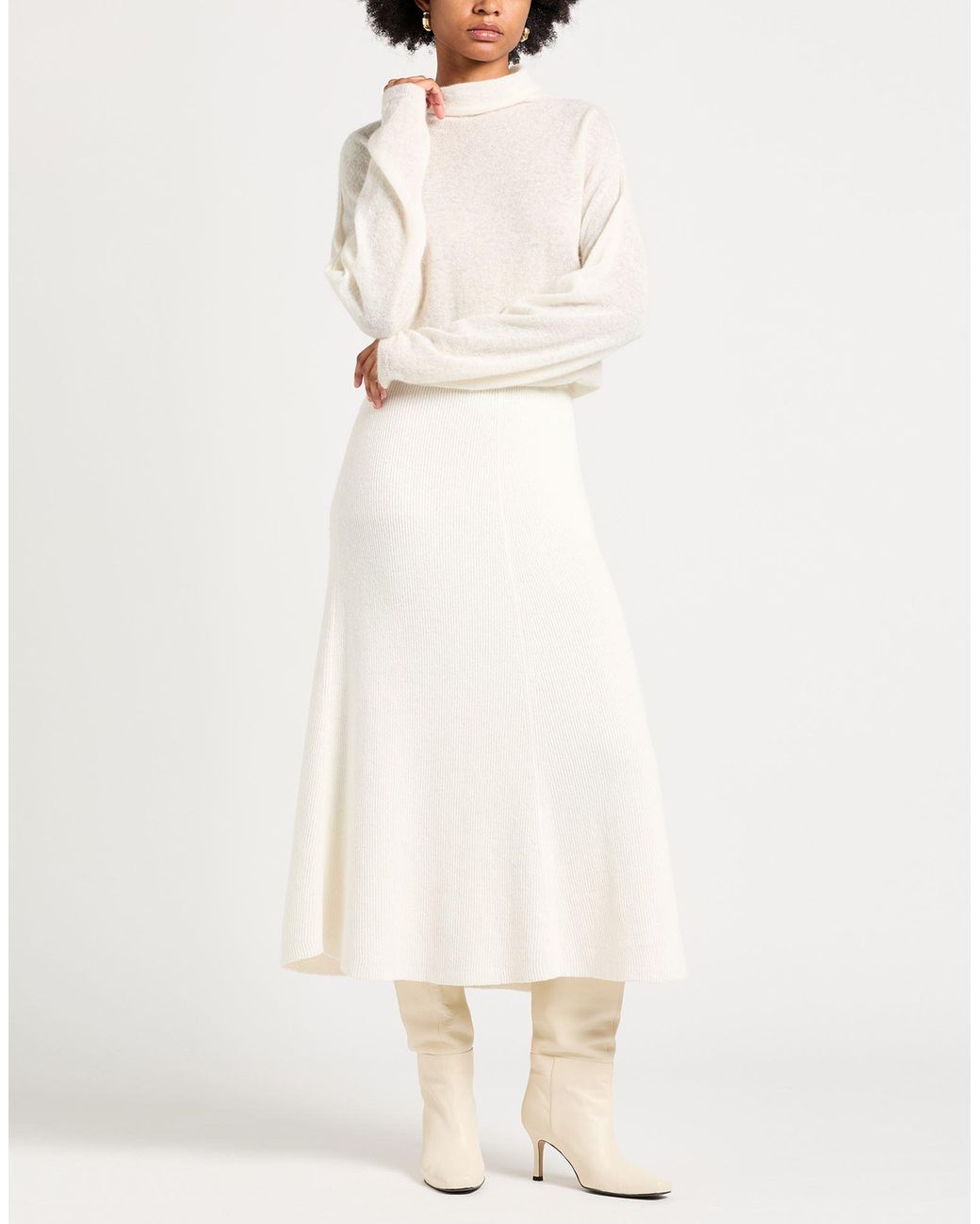 Semicouture White Cream Turtleneck Alpaca Wool, Polyamide, Virgin Wool