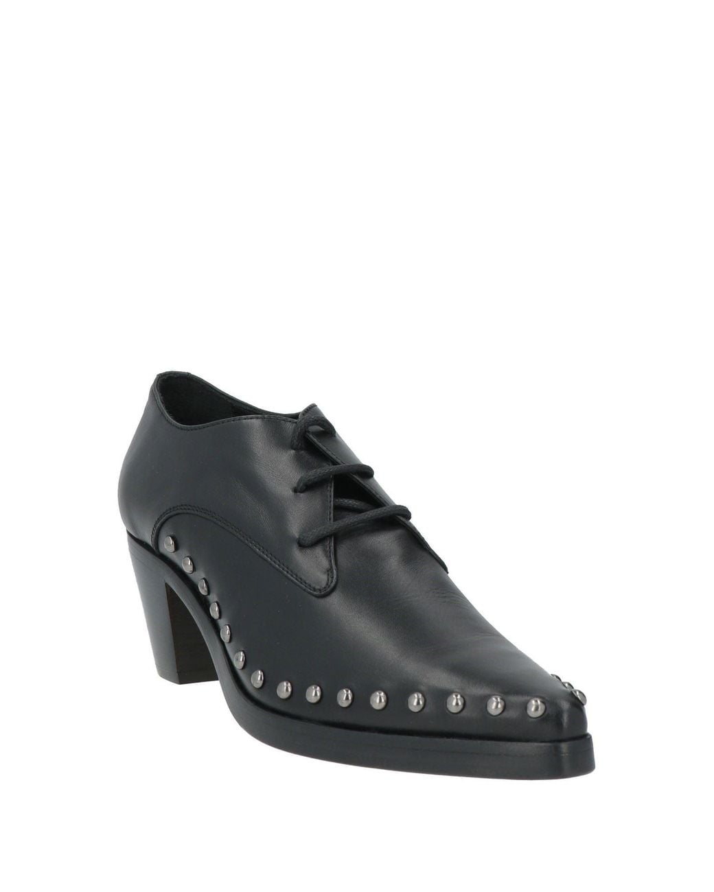 High Black Lace-Up Shoes Leather
