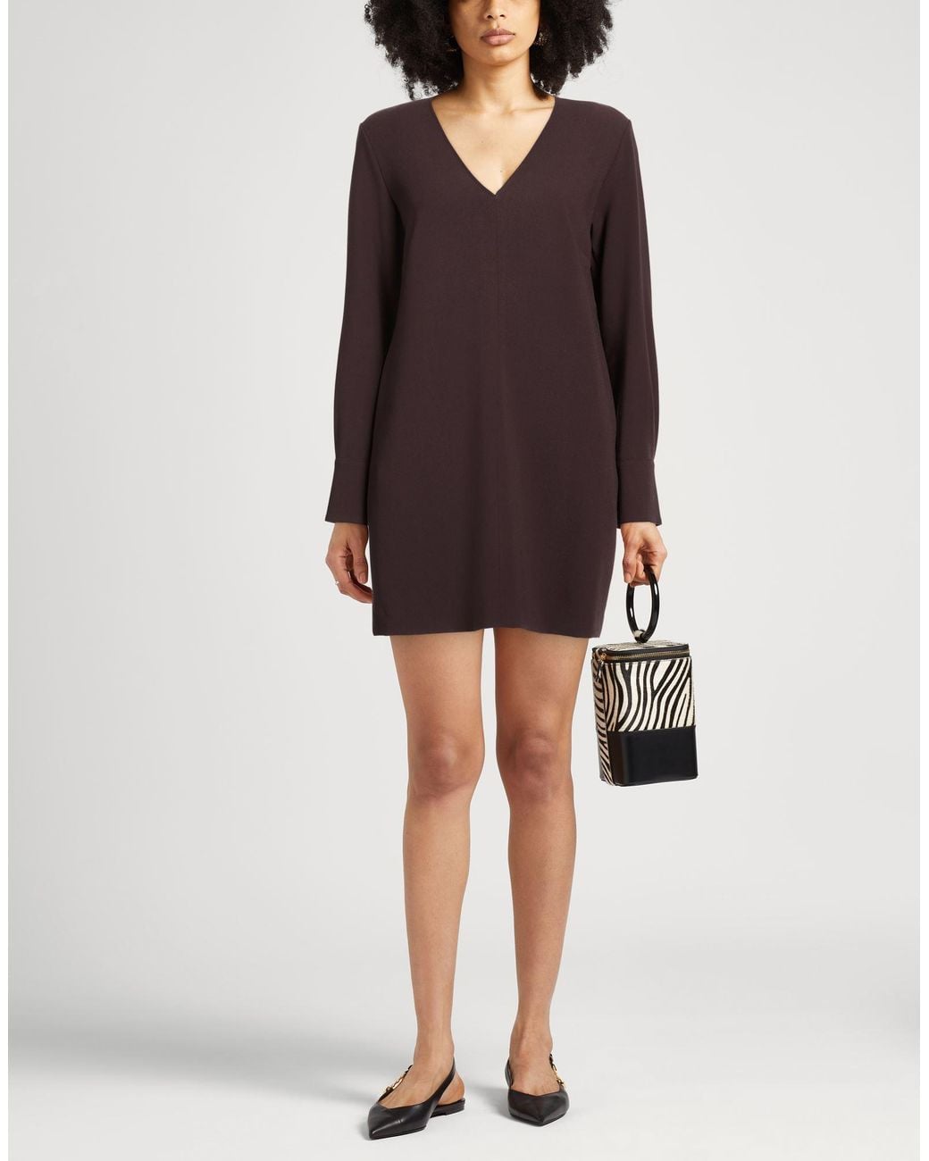 Ottod'Ame Brown Dark Mini Dress Polyester, Viscose, Elastane