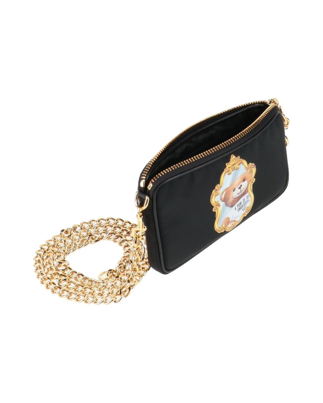 Moschino Black Handbag Textile Fibers, Leather