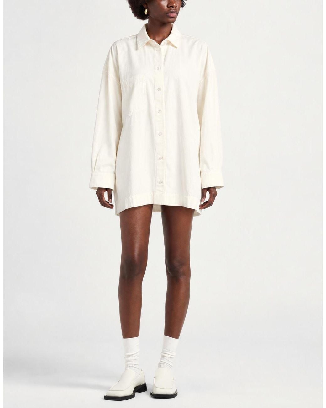 7 For All Mankind White Ivory Mini Dress Cotton, Linen