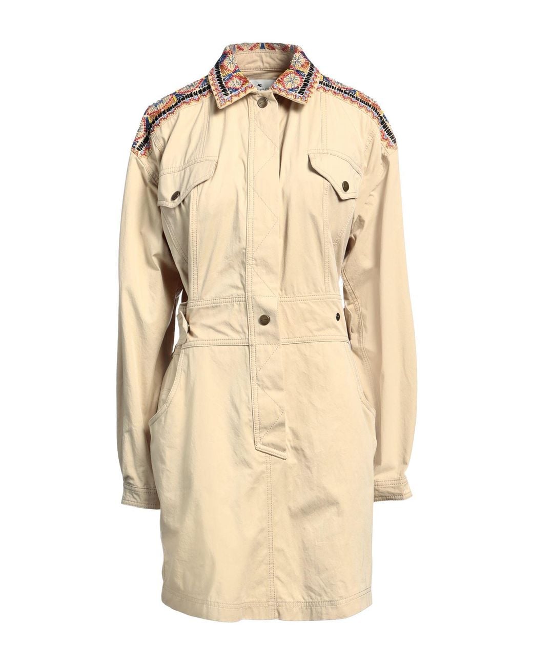 Etro Natural Beaded Twill Shirt Dress