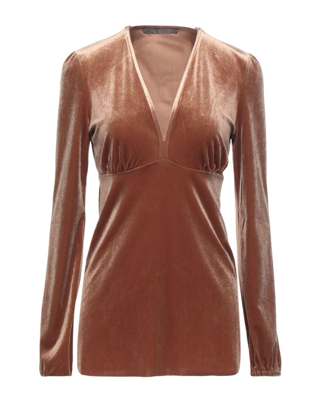 19.70 Nineteen Seventy Brown Camel Top Polyester, Elastane