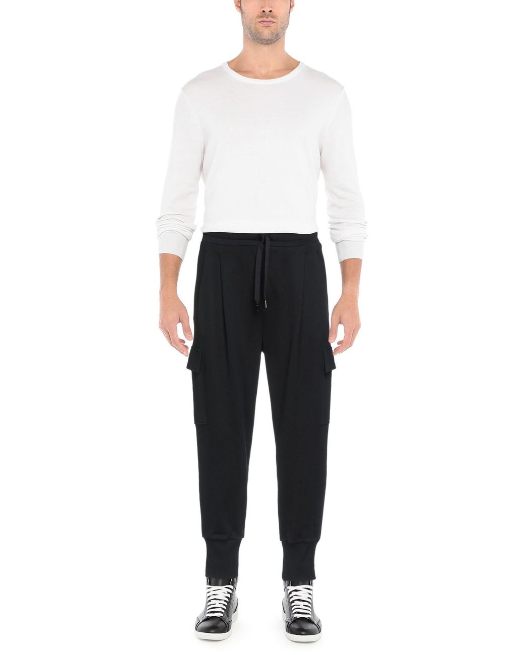 Dolce & Gabbana Black Pants Cotton, Elastane, Viscose, Polyester for men