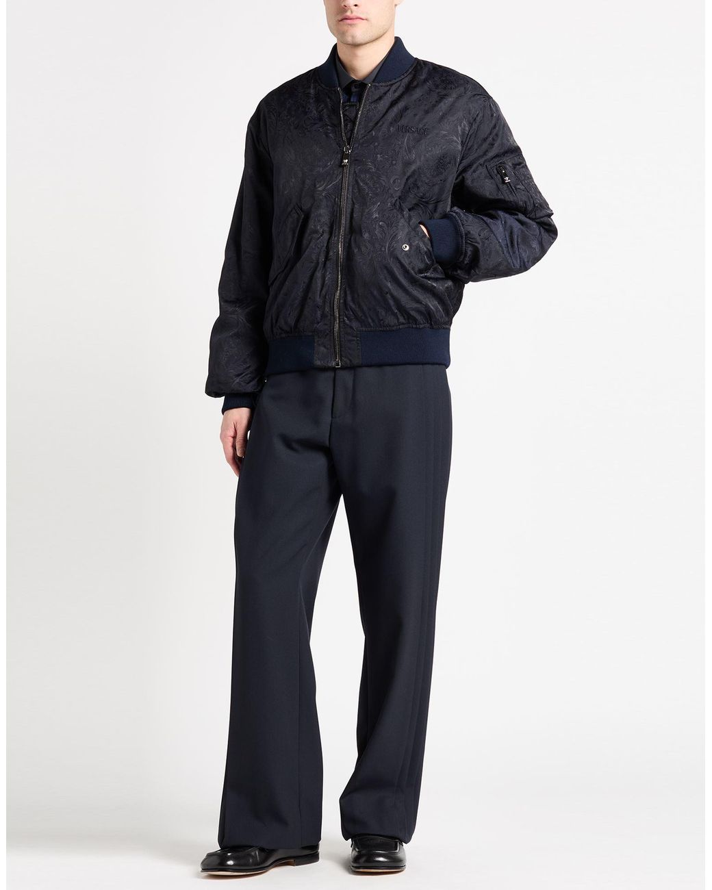 Versace Blue Jacket Polyamide, Viscose, Polyester, Cotton, Elastane for men