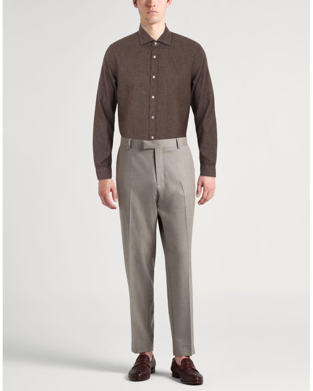 Xacus Brown Chocolate Shirt Linen, Polyester, Cotton for men