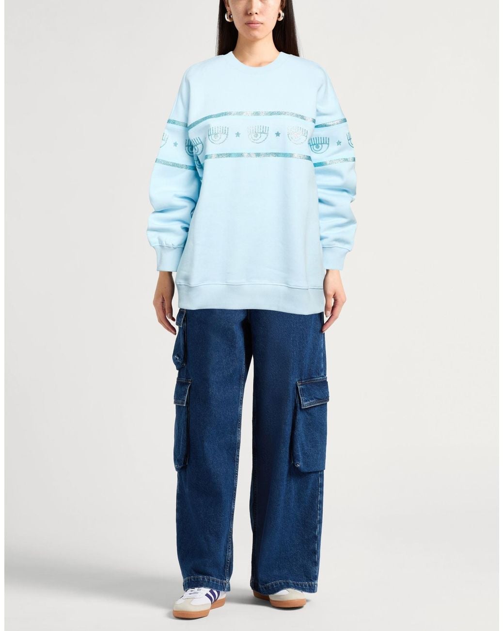 Chiara Ferragni Blue Sky Sweatshirt Cotton, Elastane
