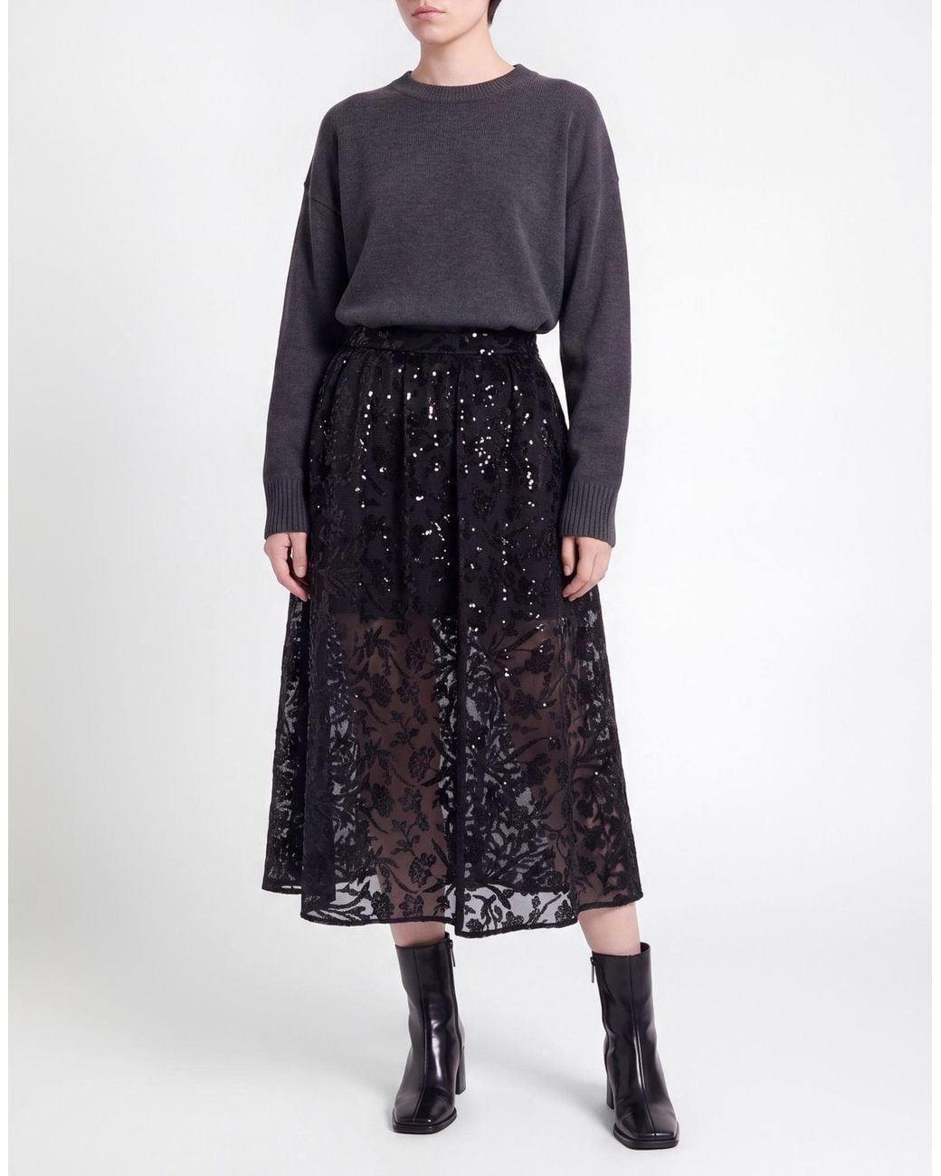 Maje Black Midi Skirt