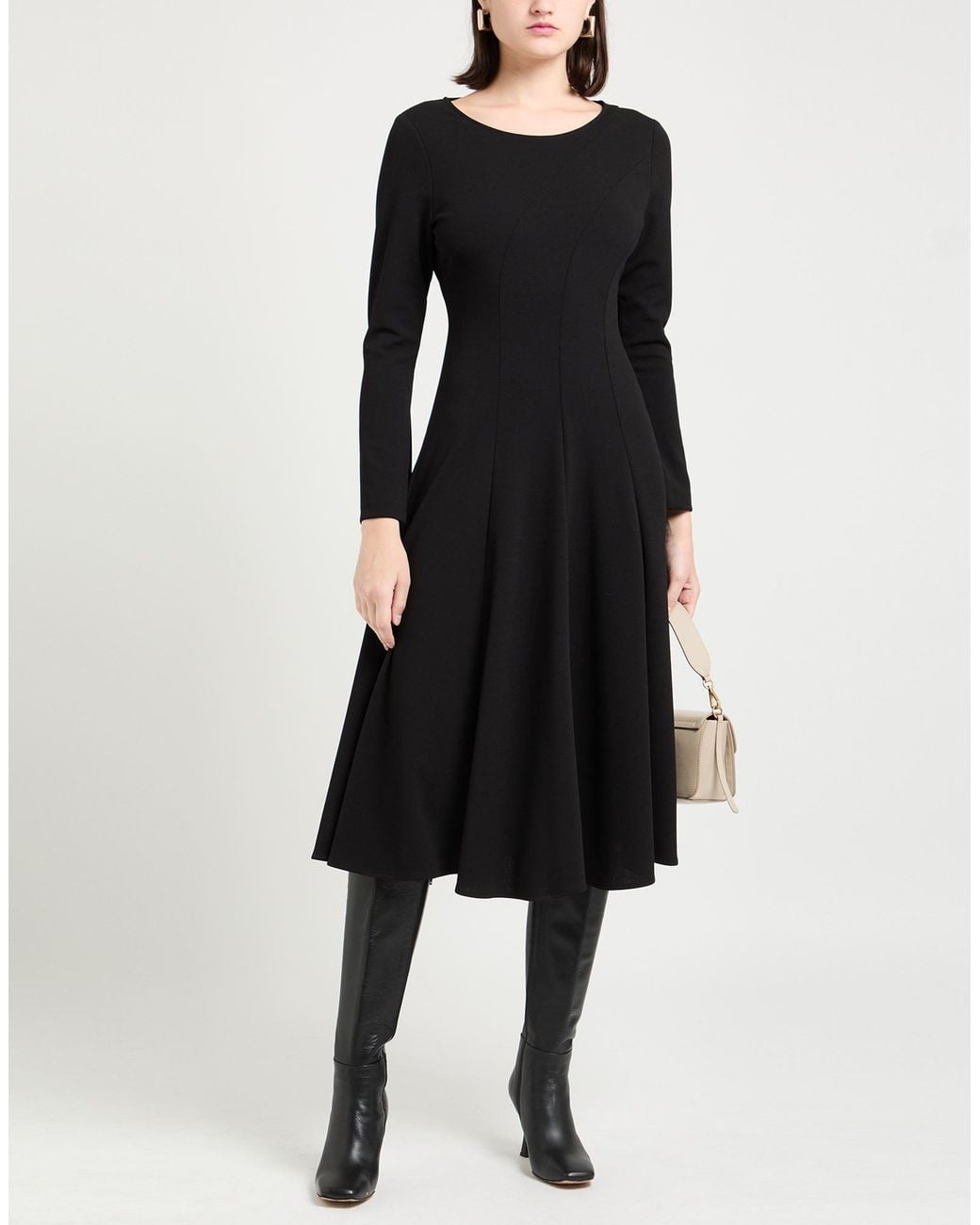 Compagnia Italiana Black Midi Dress Polyester, Elastane