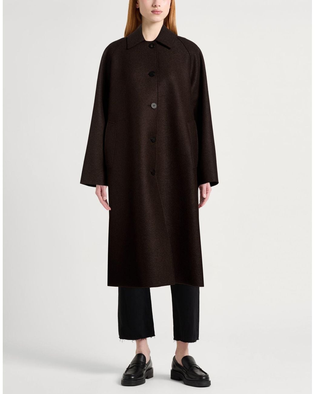 Harris Wharf London Black Dark Coat Virgin Wool