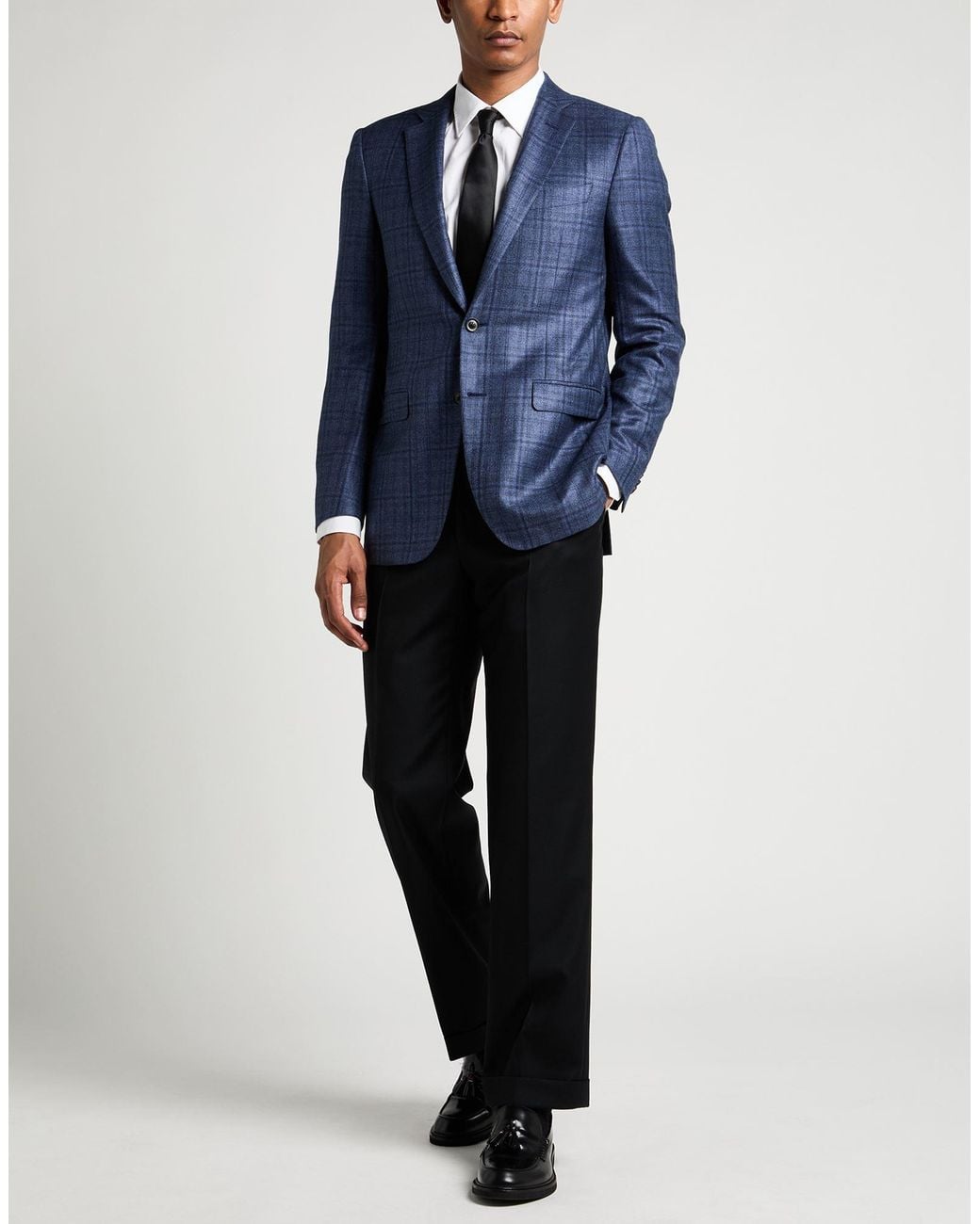 Canali Blue Slate Blazer Silk, Cashmere for men