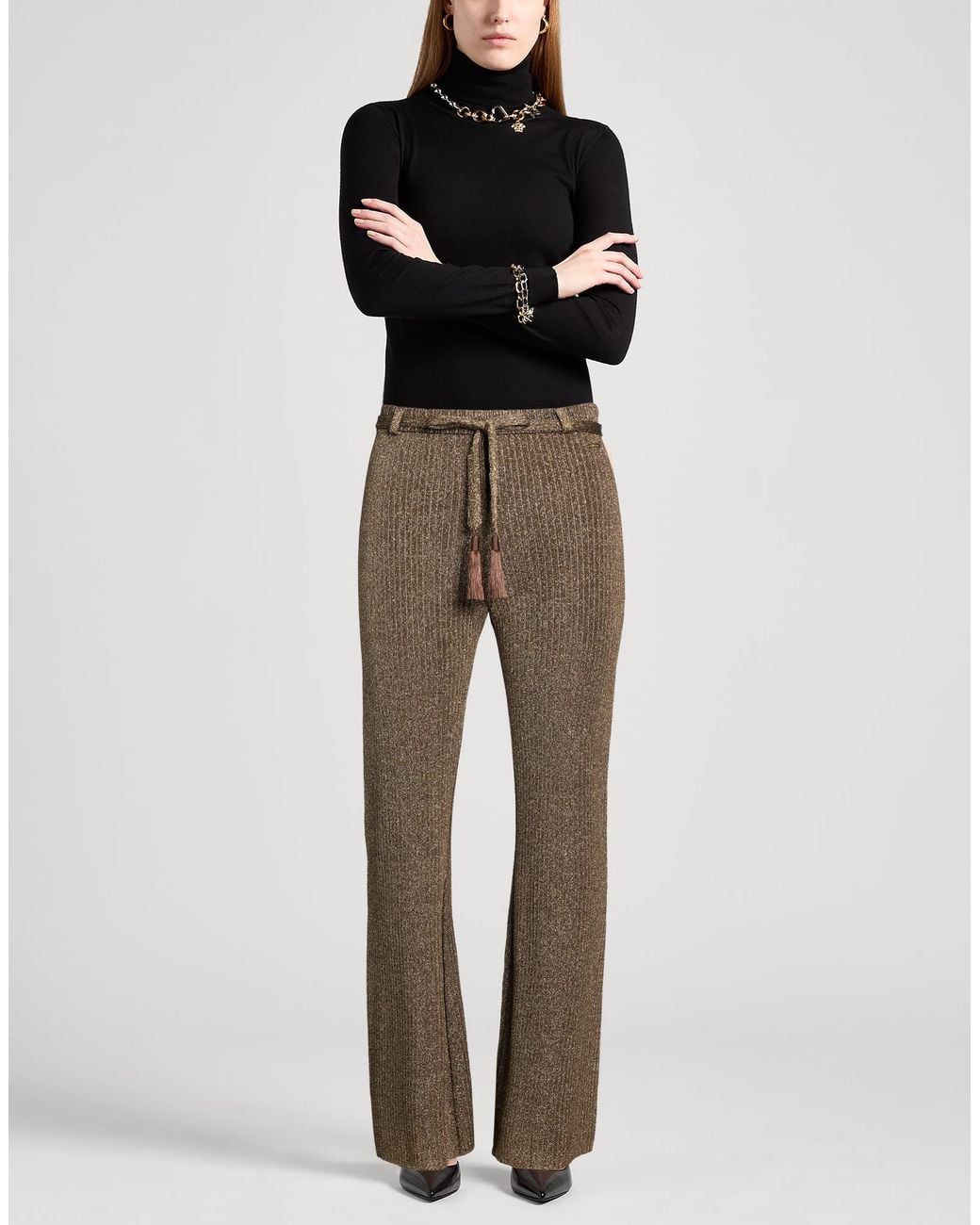 Tom Ford Brown Pants Viscose, Polyamide, Metallic Polyester, Polyurethane