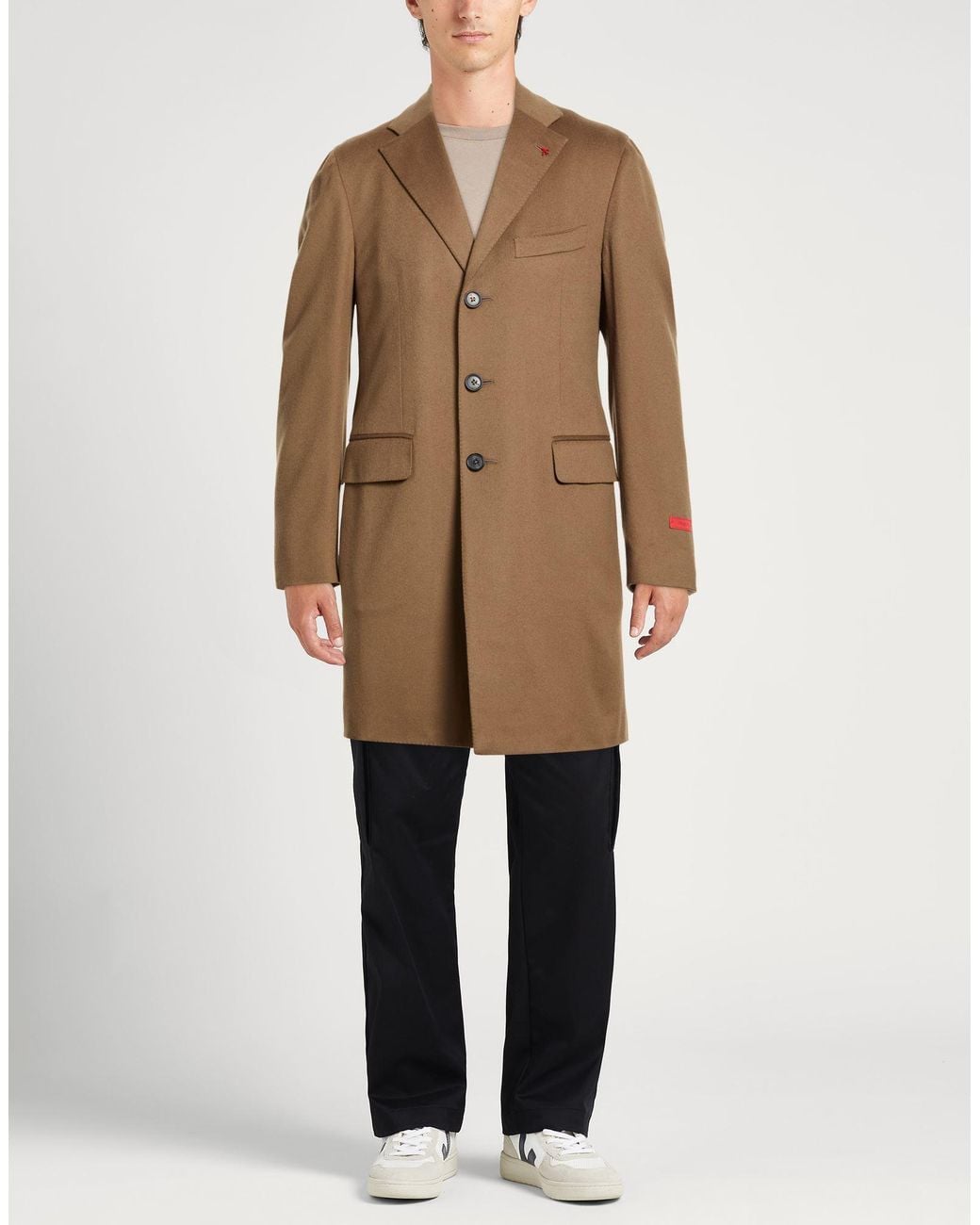 Isaia Brown Coat Wool for men