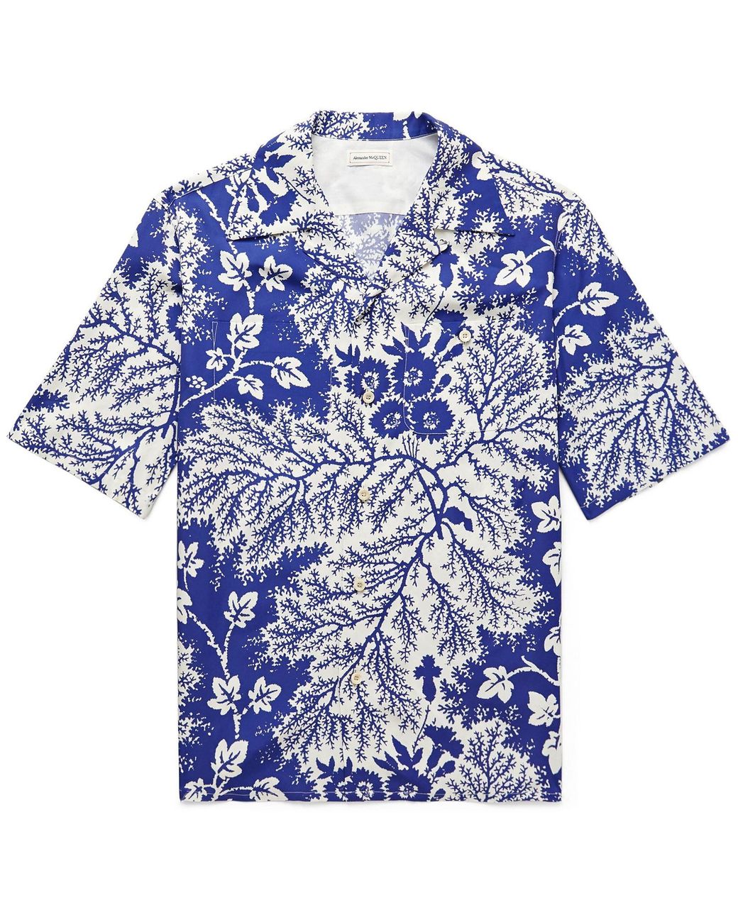 Alexander McQueen Satin Shirt in Blue for Men - Lyst