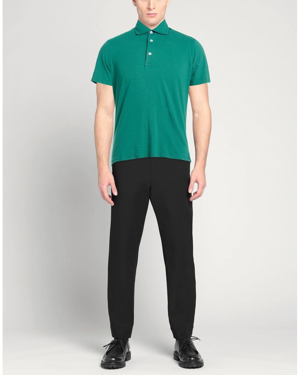 Sonrisa Green Silvery Polo Shirt Cotton, Elastane for men