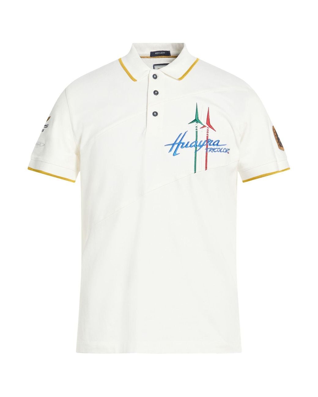 Aeronautica Militare White Frecce Tricolori Polo Shirt Cotton, Elastane for men
