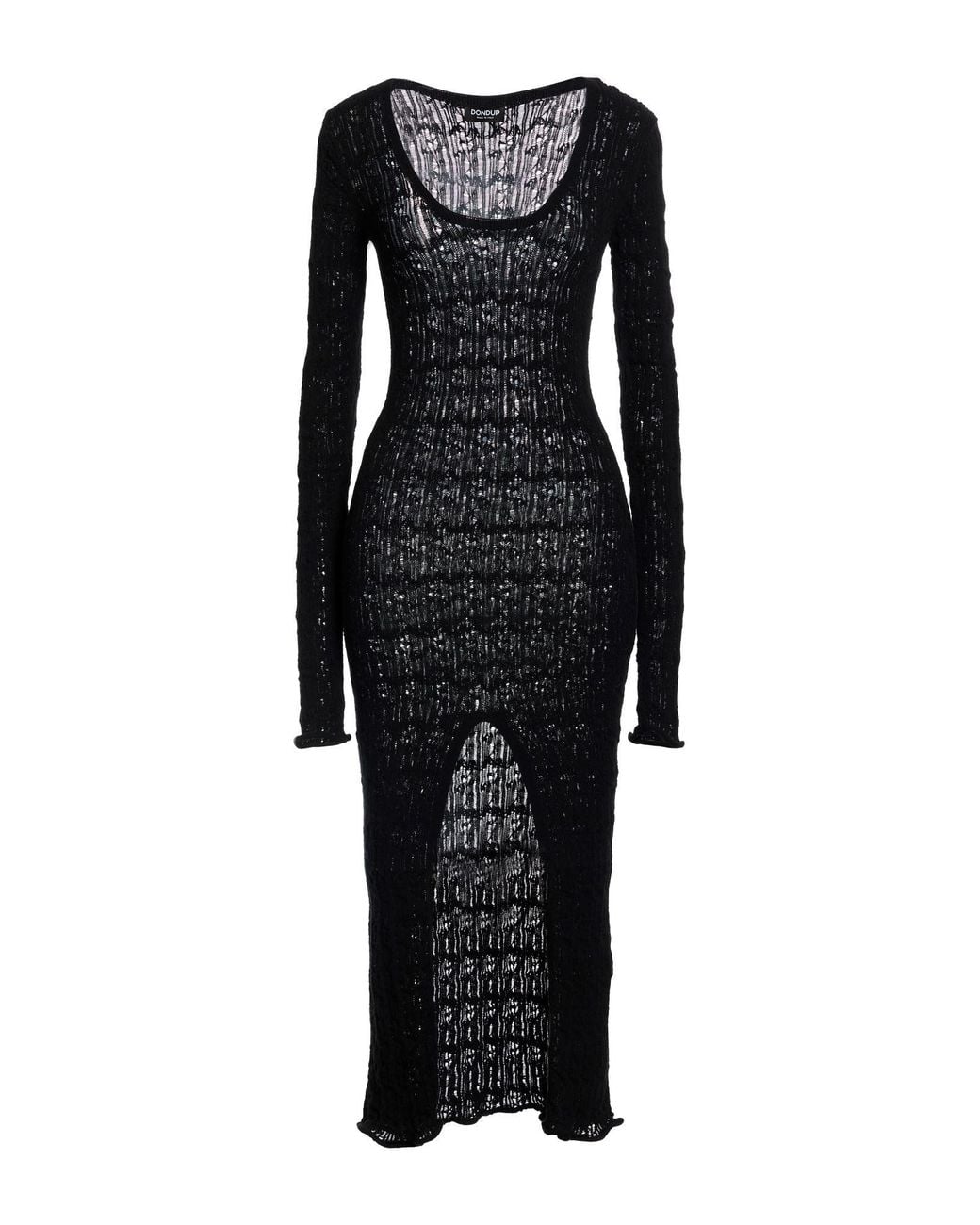 Dondup Black Midi Dress Viscose, Polyester