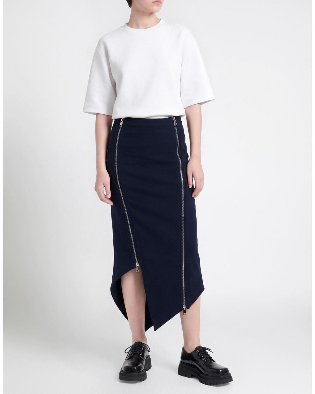 The Attico Blue Midi Skirt Cotton, Elastane