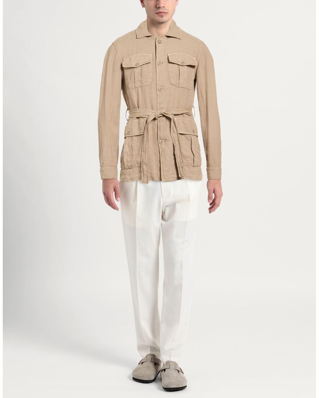 Gazzarrini Natural Khaki Jacket Linen for men