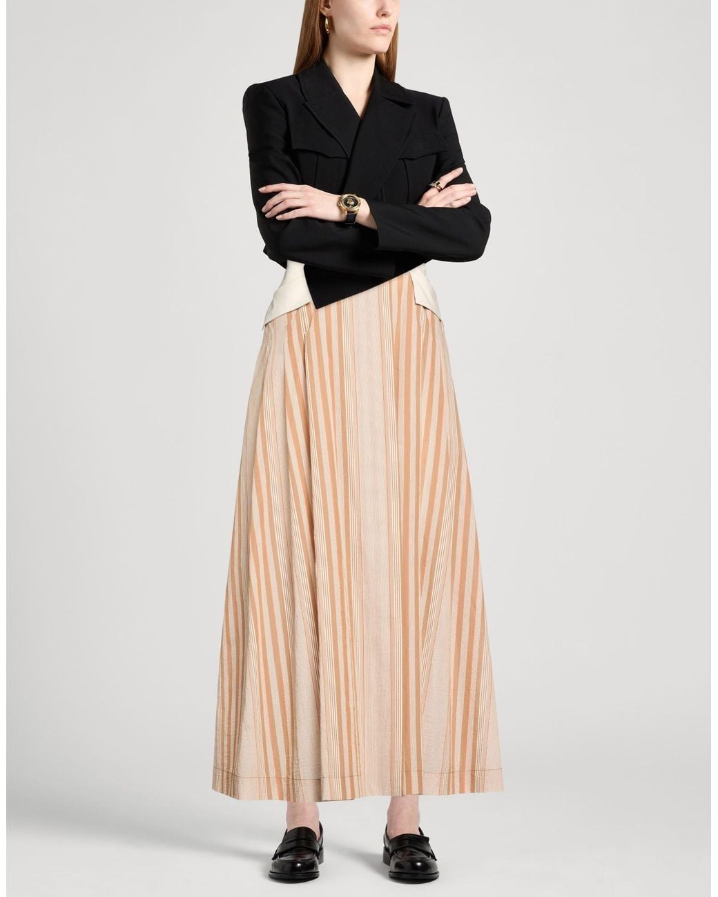Alberta Ferretti Natural Maxi Skirt Cotton, Polyester, Elastane