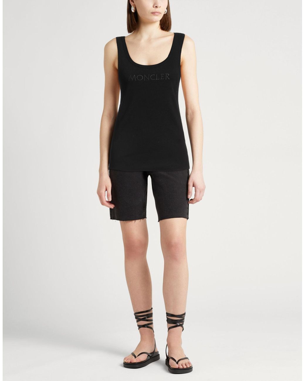 Moncler Black Sleeveless Ribbed Jersey Top