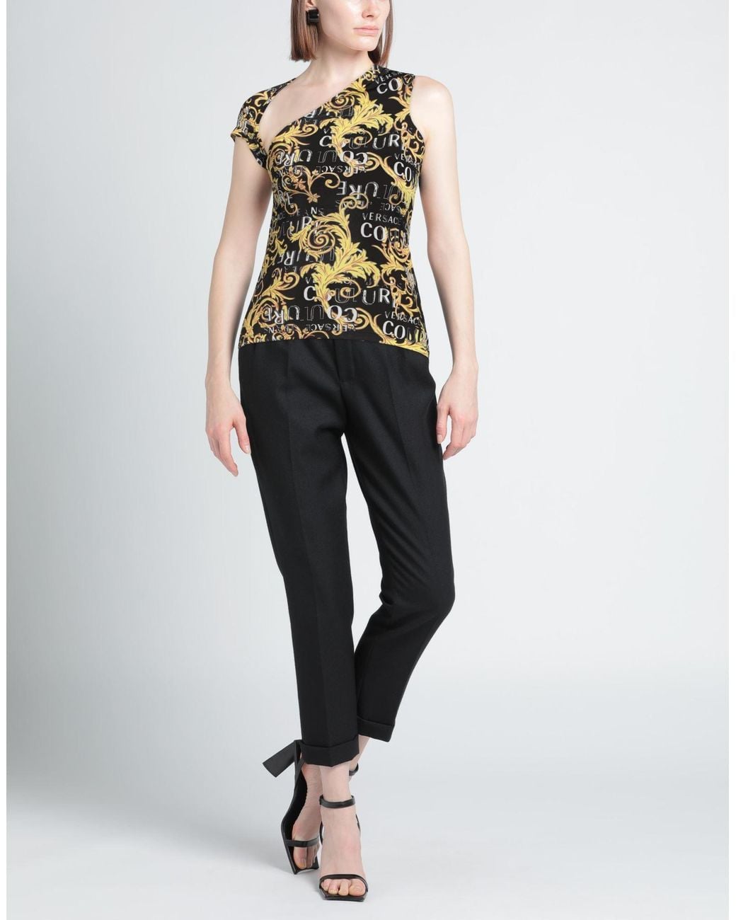 Versace Jeans Couture Black Top Polyester, Elastane