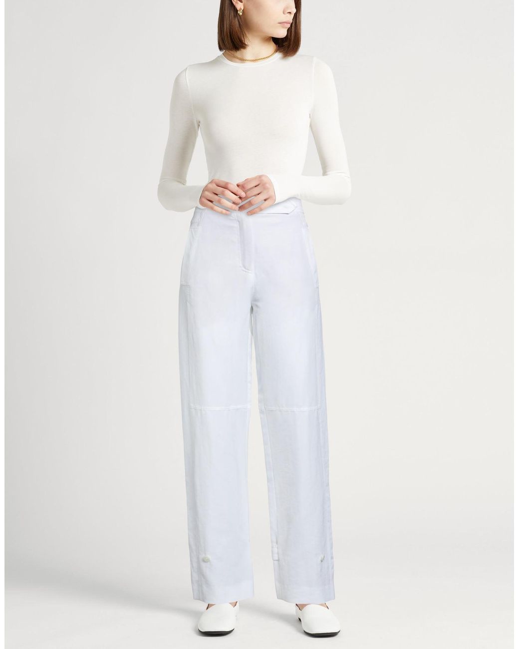Dorothee Schumacher White Pants Polyester, Linen