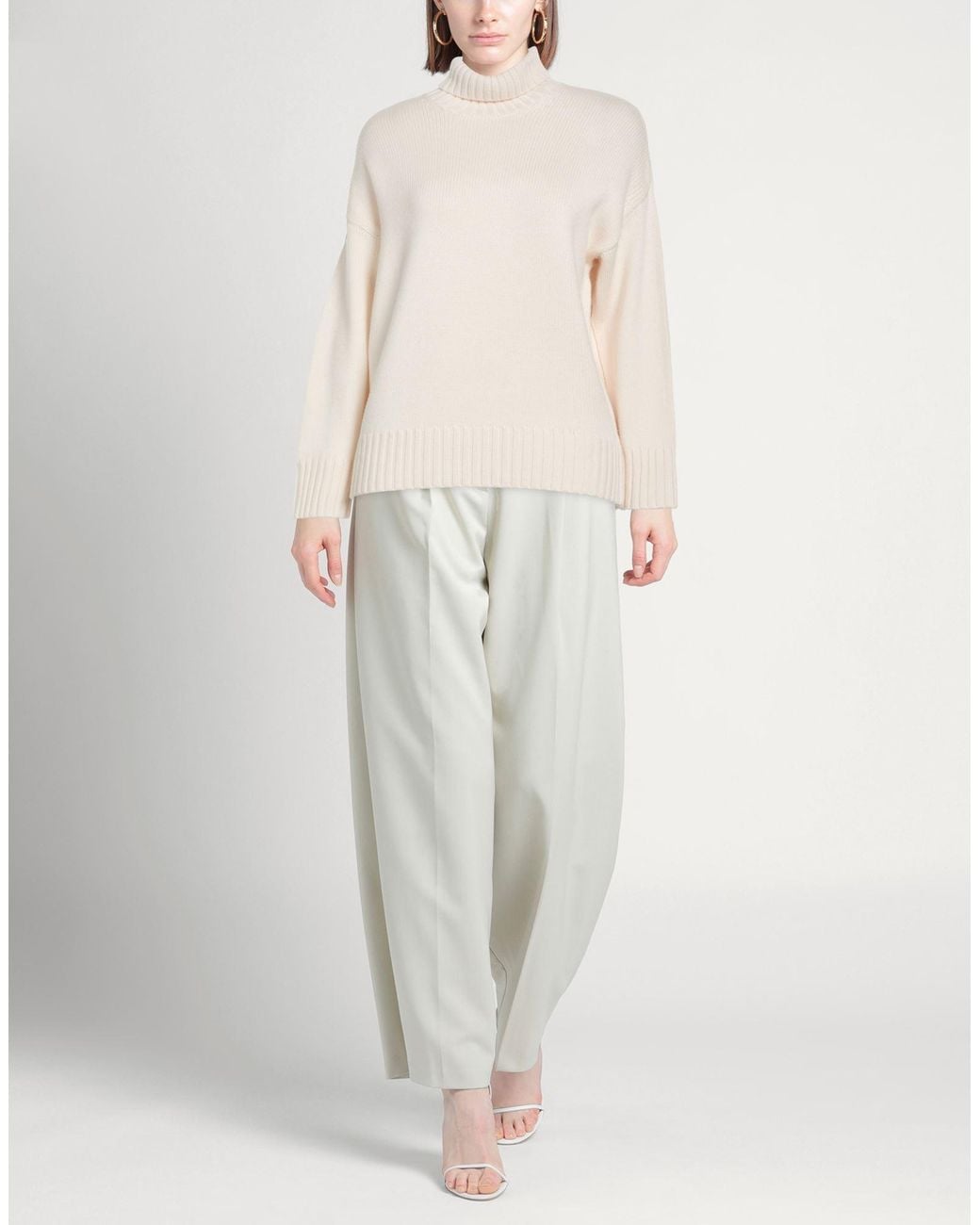 Aragona White Turtleneck Merino Wool