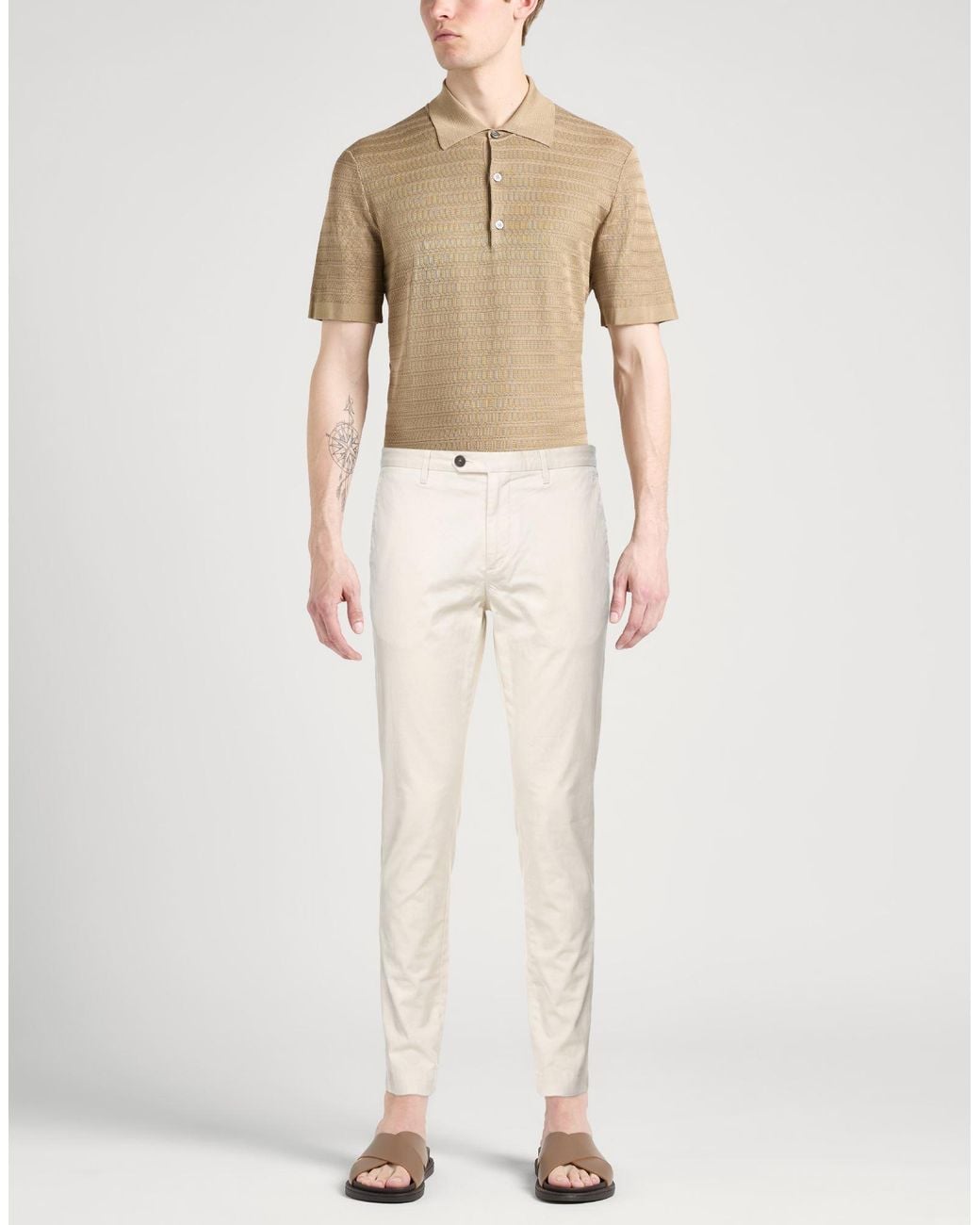 Michael Coal White Pants Cotton, Elastane for men